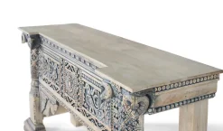 Console en bois de manguier avec colonnes sculptées à la main