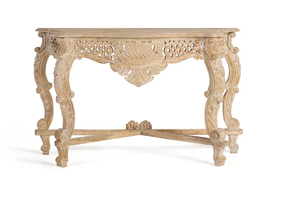 Console en bois manguier blanc vieilli