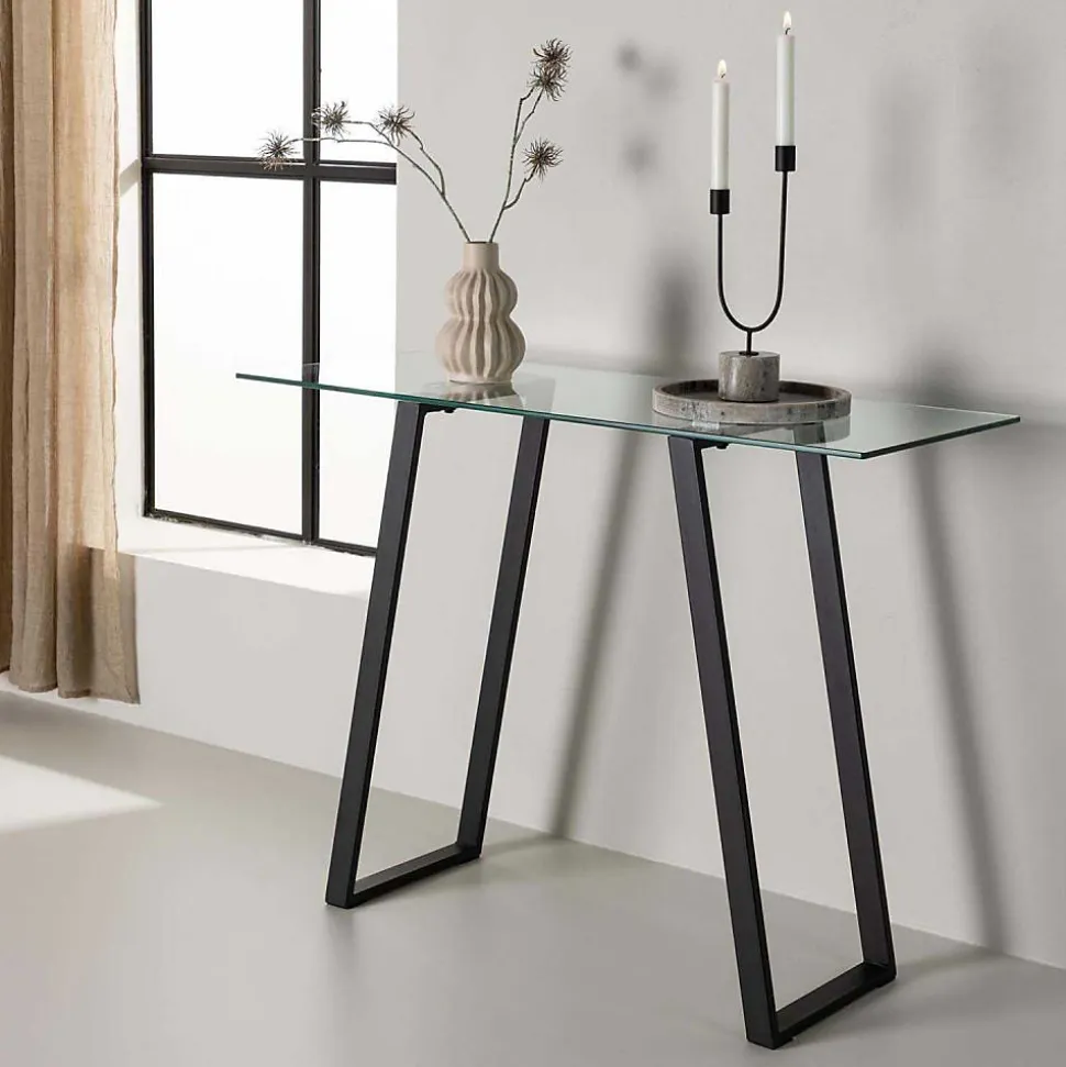 Console en verre et acier Horten