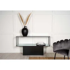 Console en verre et acier Maglehem