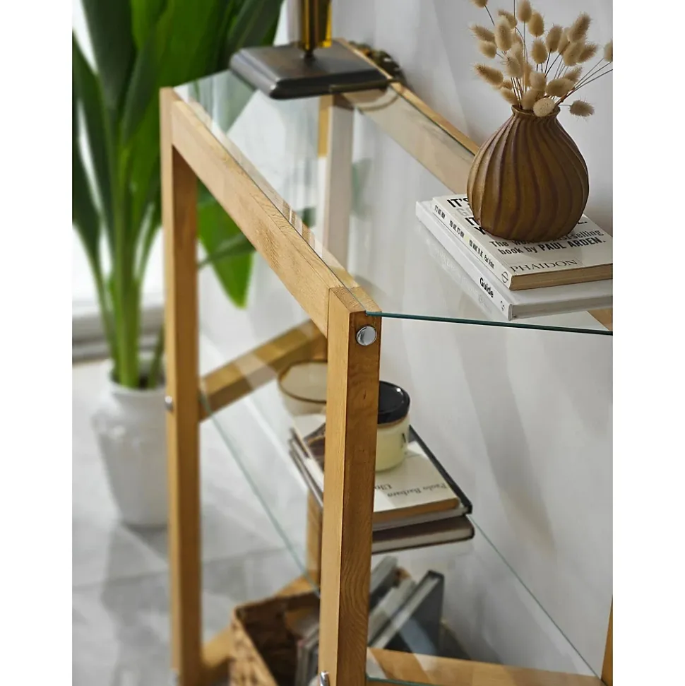 Console Euphoria, Table polyvalente, Armoire de rangement, Bureau du couloir, 85x31h85 cm, Chêne
