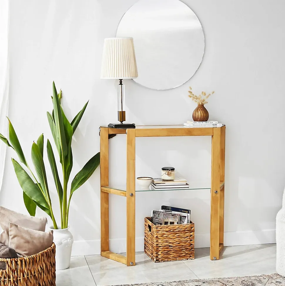 Console Euphoria, Table polyvalente, Armoire de rangement, Bureau du couloir, 85x31h85 cm, Chêne
