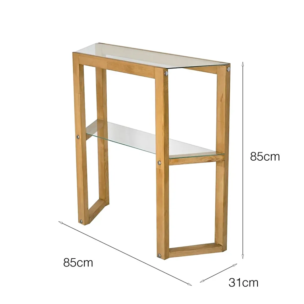 Console Euphoria, Table polyvalente, Armoire de rangement, Bureau du couloir, 85x31h85 cm, Chêne