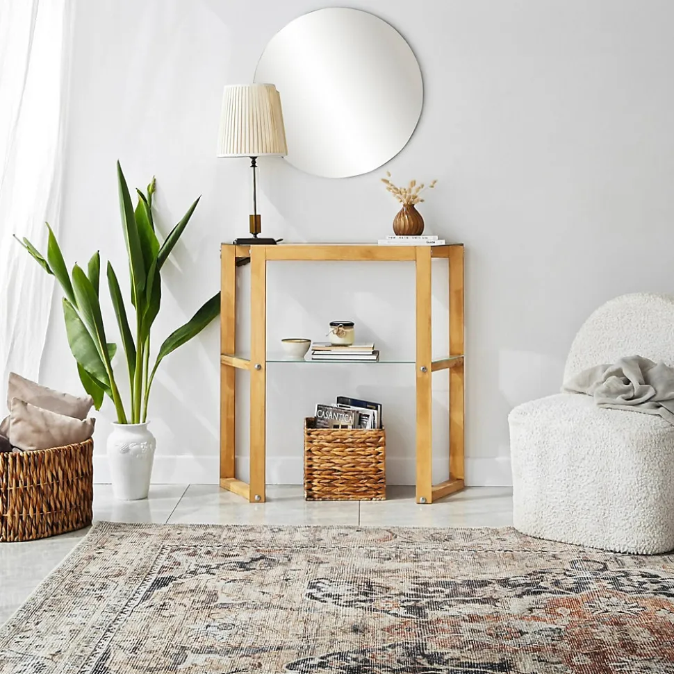 Console Euphoria, Table polyvalente, Armoire de rangement, Bureau du couloir, 85x31h85 cm, Chêne