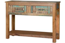 Console exclusive en bois recyclé multicolore