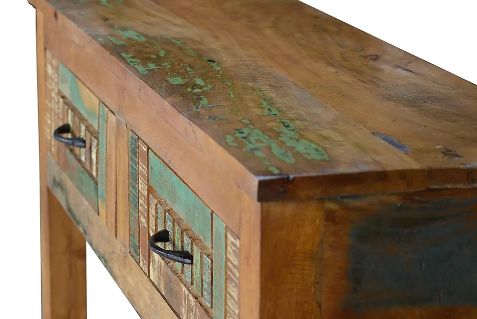 Console exclusive en bois recyclé multicolore