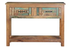 Console exclusive en bois recyclé multicolore