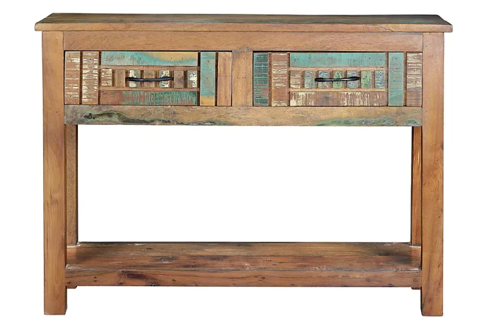 Console exclusive en bois recyclé multicolore