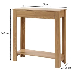 Console Haute 2 Tiroirs Décor Chêne - L79 cm