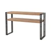 Console Iota, Table polyvalente, Armoire de rangement, Bureau du couloir, 140x35h80 cm, Chêne et Noir