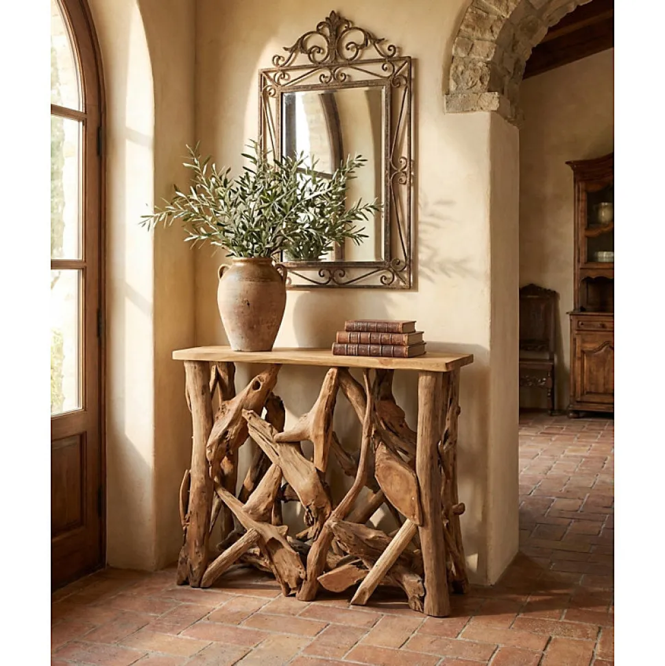 Console L. 98 cm assemblage bois de teck et plateau - MUNICH