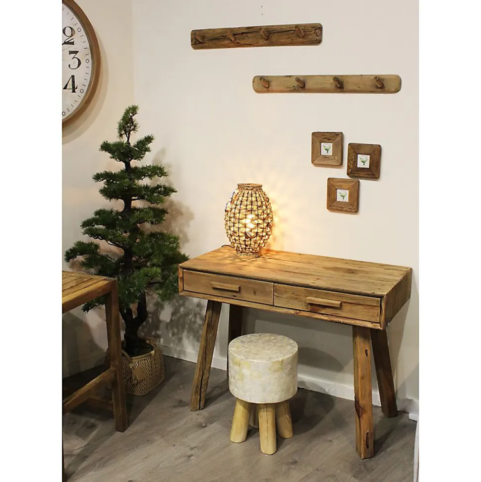 Console L. 100 cm en bois massif de pin recyclé 2 tiroirs - CHALET