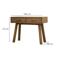 Console L. 100 cm en bois massif de pin recyclé 2 tiroirs - CHALET