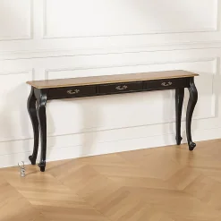 Console LOUIS Style romantique, plateau en chêne, 3 tiroirs