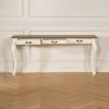 Console LOUIS Style romantique, plateau en chêne, 3 tiroirs