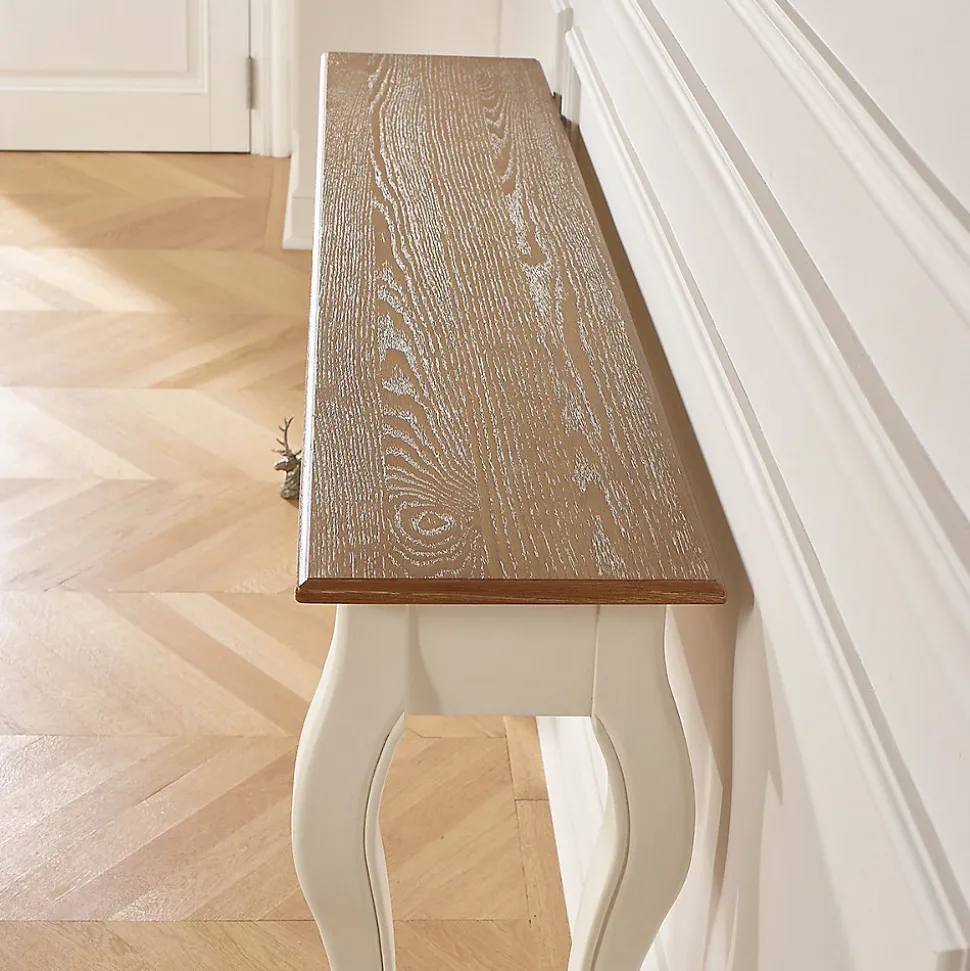 Console LOUIS Style romantique, plateau en chêne, 3 tiroirs