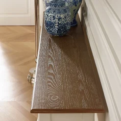 Console LOUIS Style romantique, plateau en chêne, 3 tiroirs