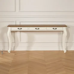Console LOUIS Style romantique, plateau en chêne, 3 tiroirs