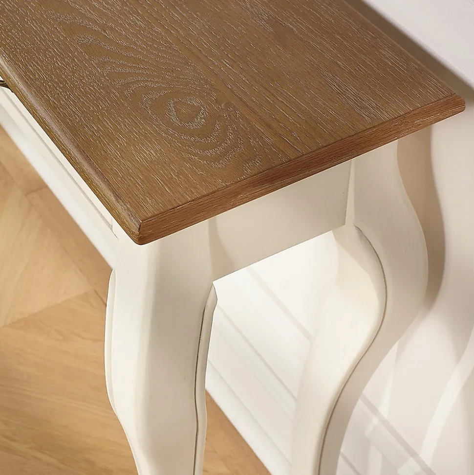 Console LOUIS Style romantique, plateau en chêne, 3 tiroirs
