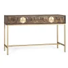 Console manguier noyer et doré élégance unique