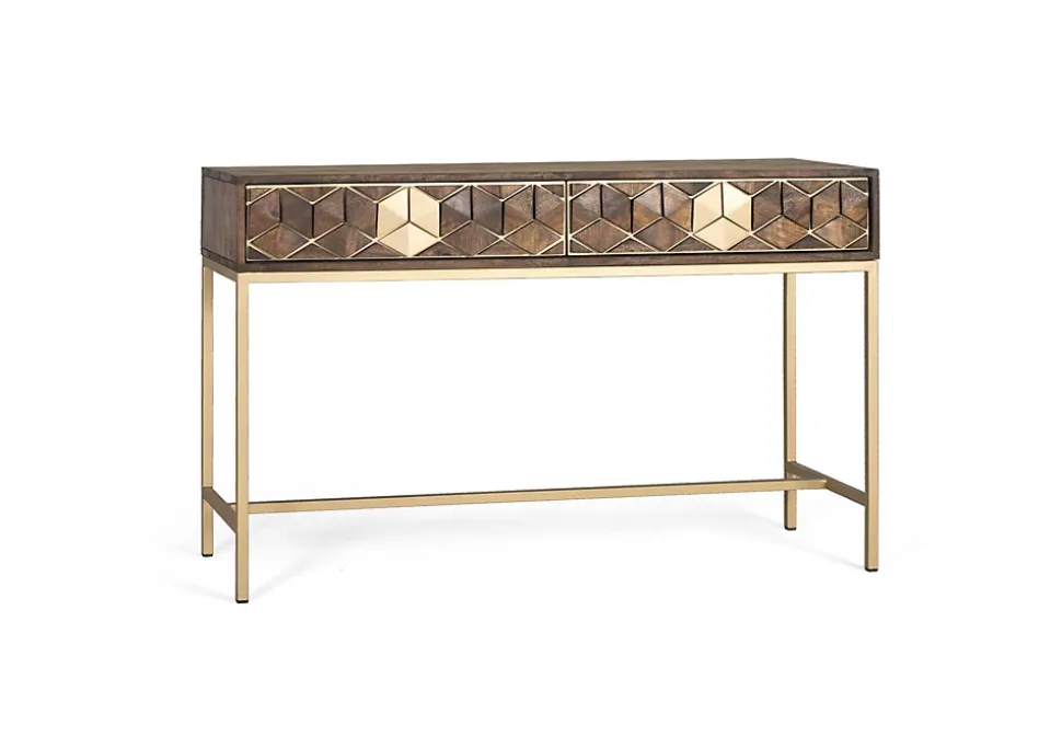 Console manguier noyer et doré élégance unique