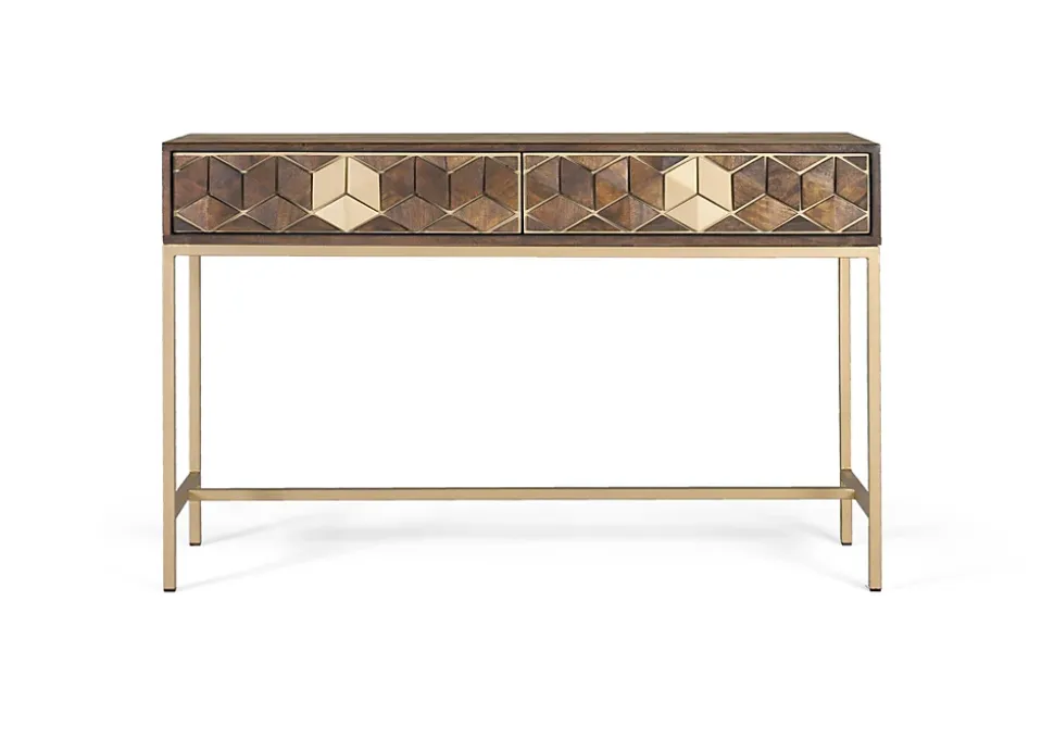 Console manguier noyer et doré élégance unique