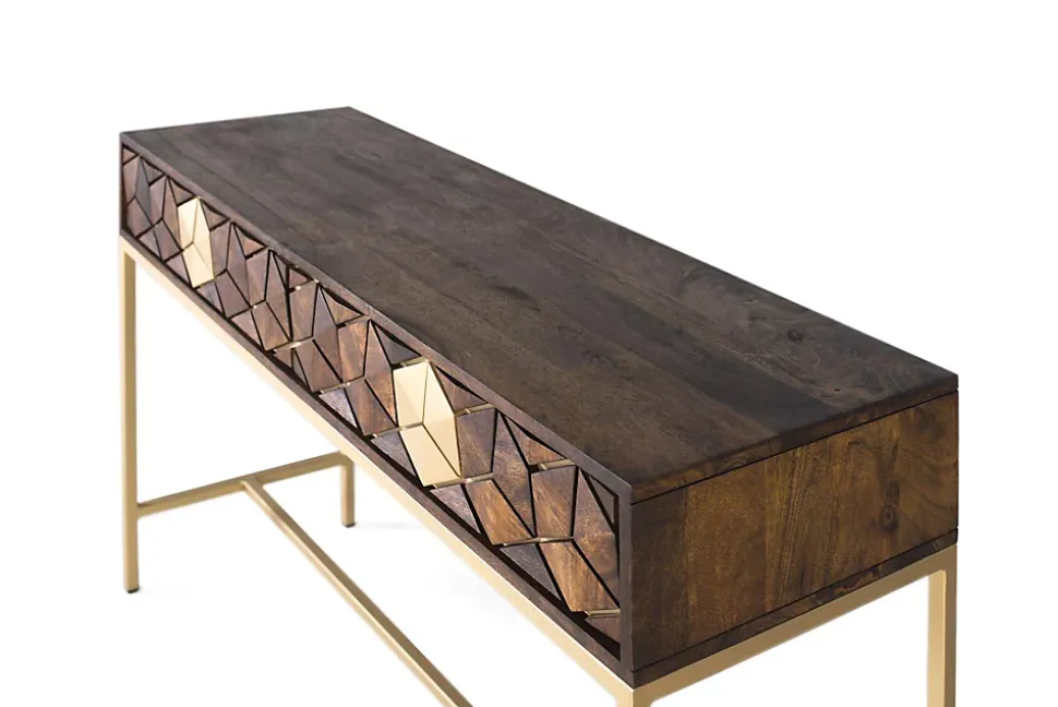 Console manguier noyer et doré élégance unique