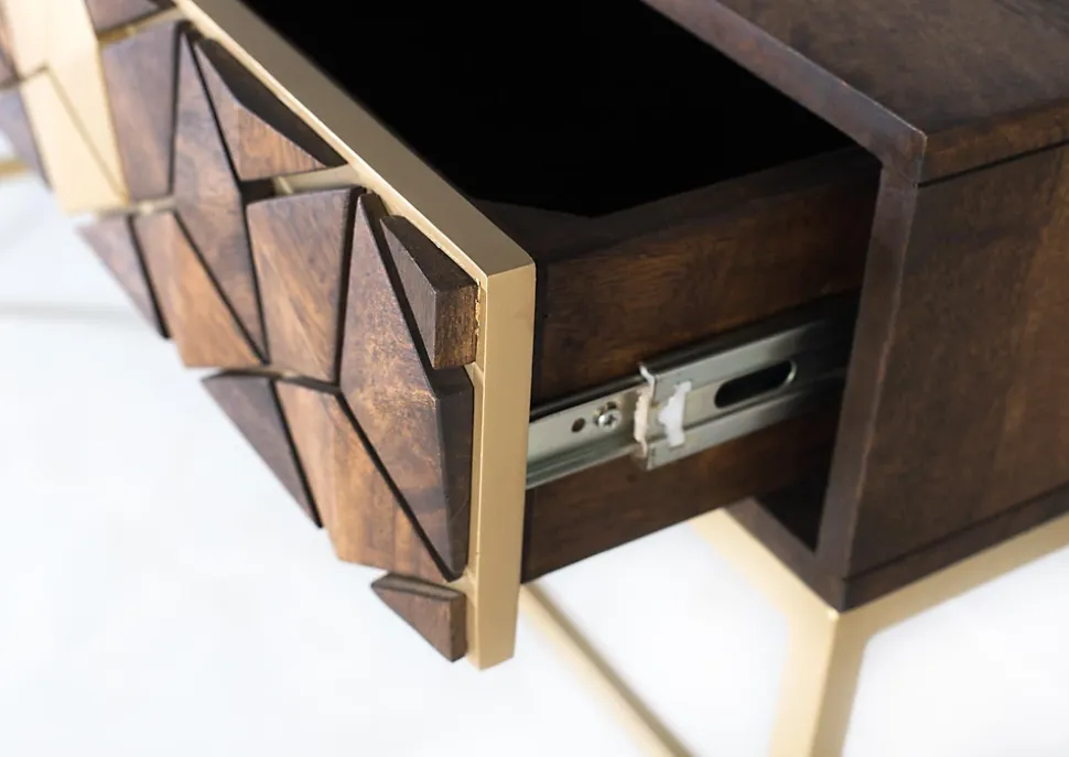 Console manguier noyer et doré élégance unique