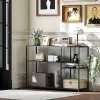 Console meuble d'entrée style industriel 4 étagères dim. 110 x 30 x 75 cm acier panneaux noir