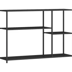 Console meuble d'entrée style industriel 4 étagères dim. 110 x 30 x 75 cm acier panneaux noir