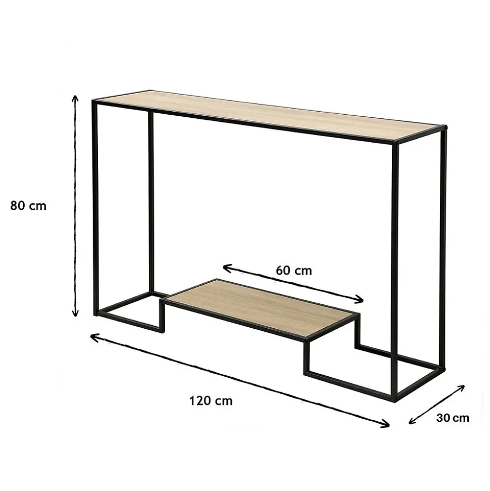 Console moderne 2 niveaux décor chêne L120cm