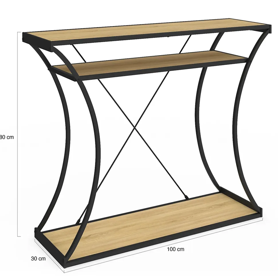 Console pieds courbés DETROIT avec double étagères design industriel