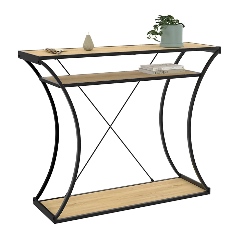 Console pieds courbés DETROIT avec double étagères design industriel