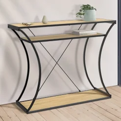 Console pieds courbés DETROIT avec double étagères design industriel