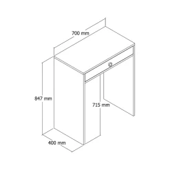 Console Solstice, Table polyvalente, Armoire de rangement, Bureau du couloir, 70x85h40 cm, Noyer et Blanc