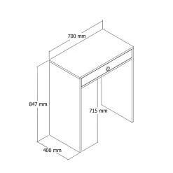 Console Solstice, Table polyvalente, Armoire de rangement, Bureau du couloir, 70x85h40 cm, Noyer et Anthracite
