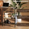 Console style industriel avec station de charge prises secteur et USB dim. 60 x 30 x 58,5 cm métal noir effet bois vieilli