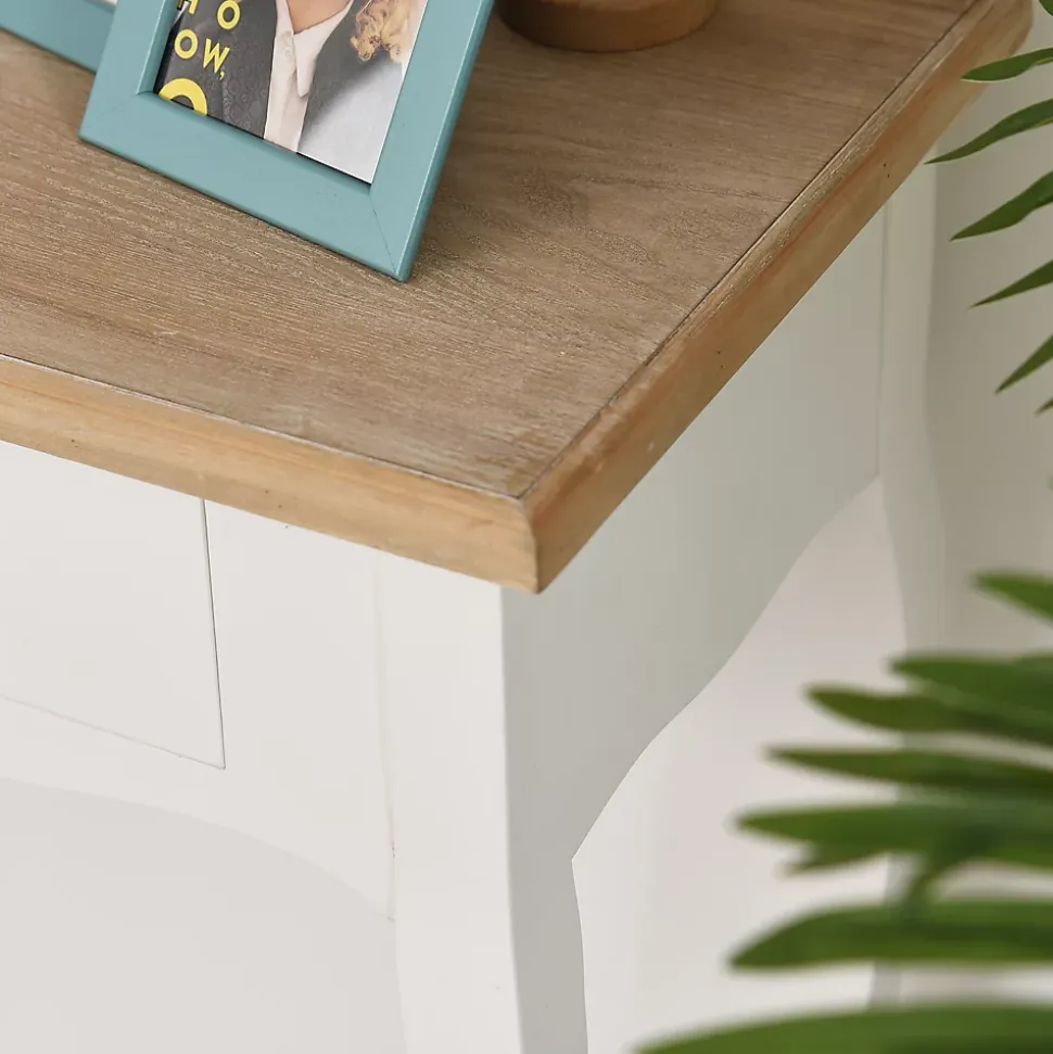 Console style table de drapier style shabby chic 2 tiroirs dim. 87L x 34l x 78H cm MDF bois massif pin clair blanc