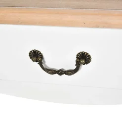 Console style table de drapier style shabby chic 2 tiroirs dim. 87L x 34l x 78H cm MDF bois massif pin clair blanc