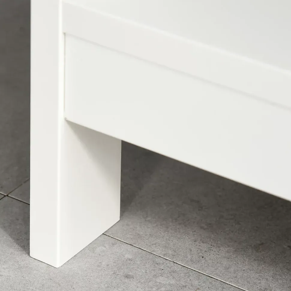 Console style table de drapier néo-rétro 2 tiroirs 2 étagères dim. 100L x 30l x 80H cm MDF blanc