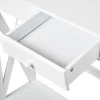 Console style table de drapier néo-rétro tiroir + étagère dim. 100L x 30l x 81H cm MDF blanc