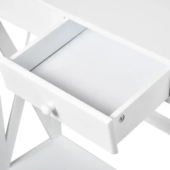 Console style table de drapier néo-rétro tiroir + étagère dim. 100L x 30l x 81H cm MDF blanc