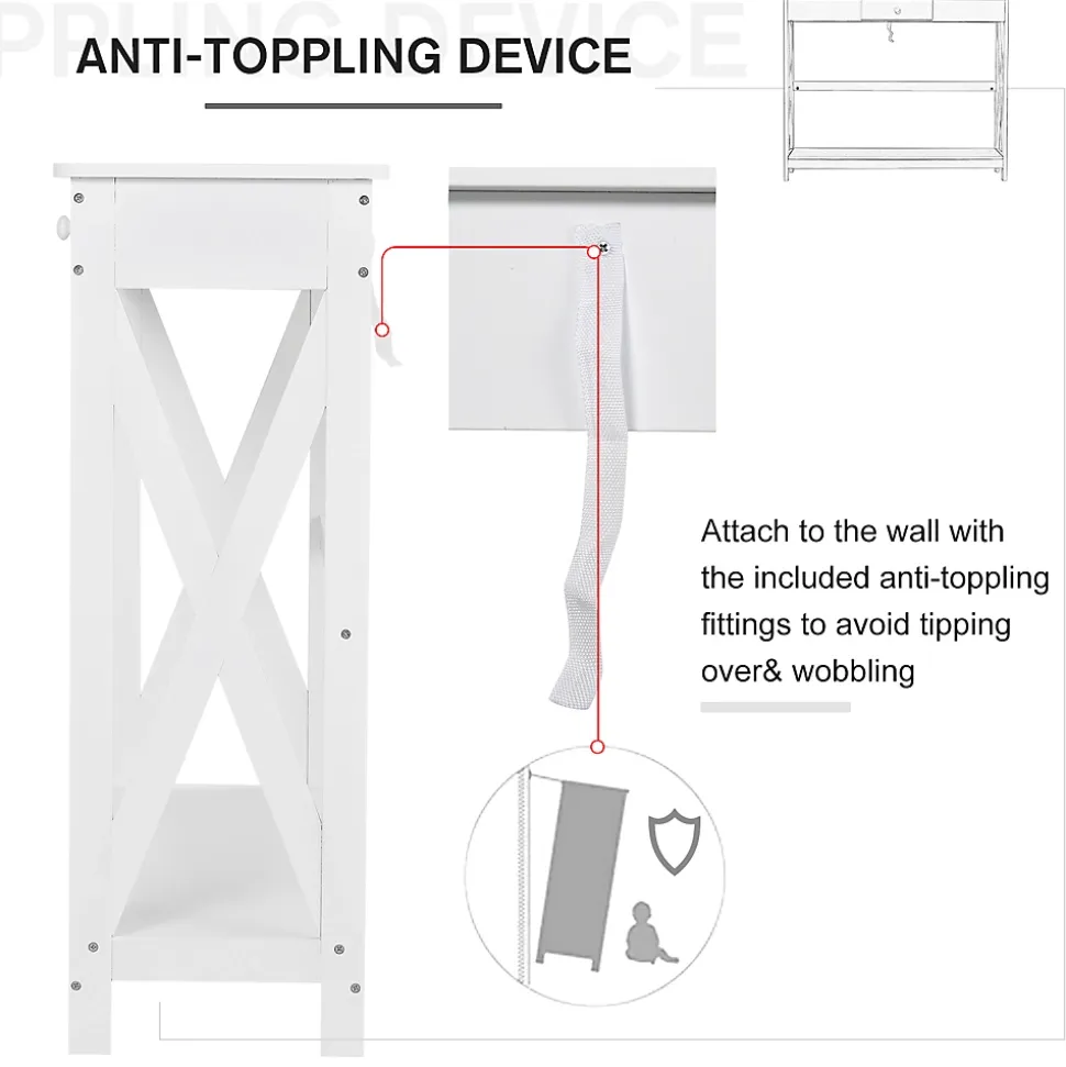 Console style table de drapier néo-rétro tiroir + étagère dim. 100L x 30l x 81H cm MDF blanc