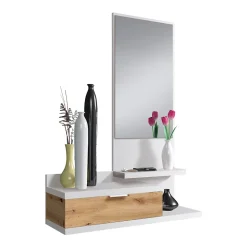 Console suspendue avec 1 tiroir et 1 miroir L81 cm - DHALIA