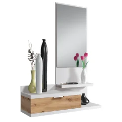 Console suspendue avec 1 tiroir et 1 miroir L81 cm - DHALIA