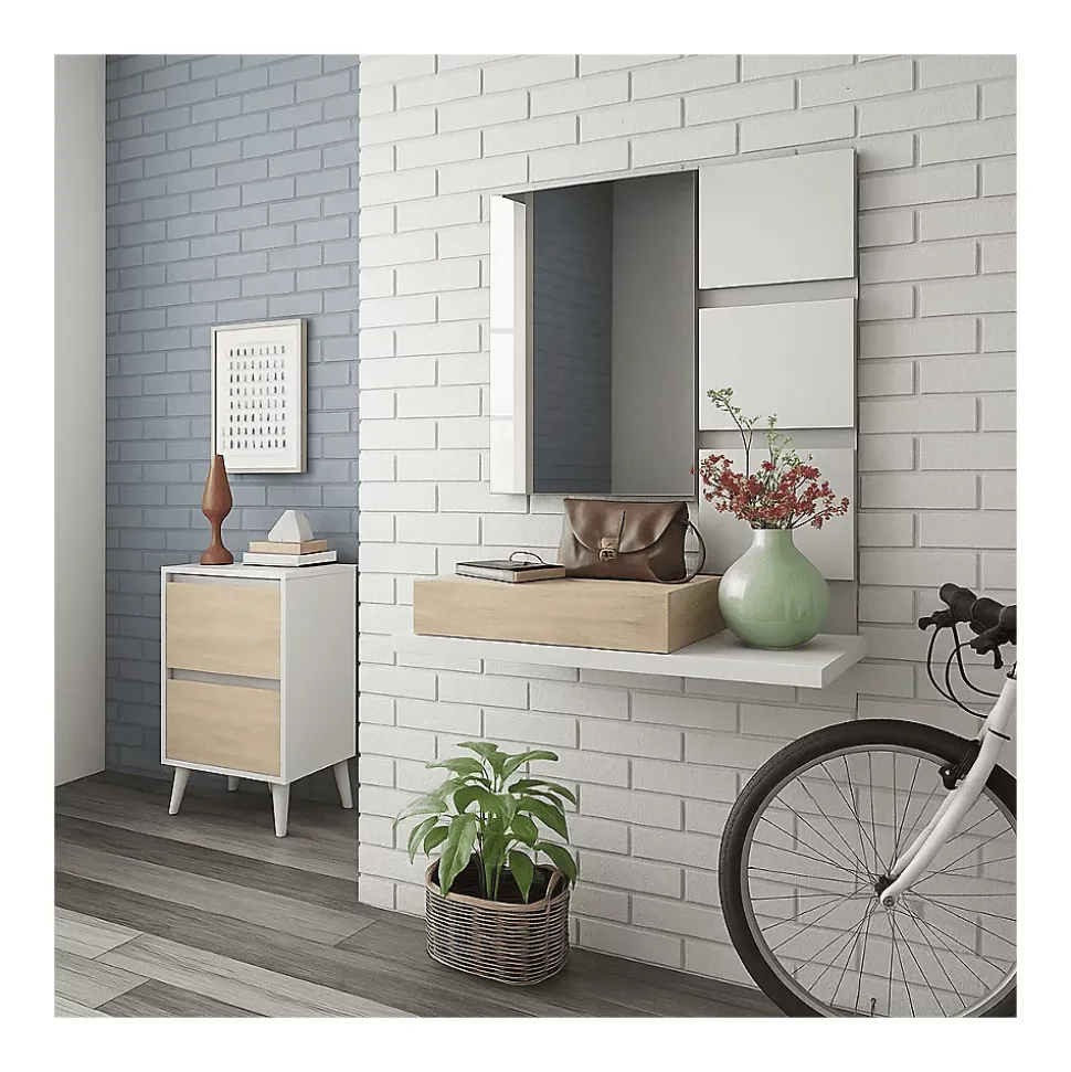 Console suspendue avec 1 tiroir et 1 miroir L75 cm - TEKKAN