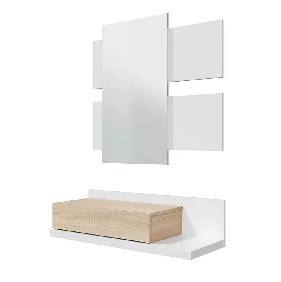 Console suspendue avec 1 tiroir et 1 miroir L75 cm - TEKKAN