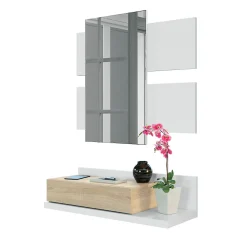 Console suspendue avec 1 tiroir et 1 miroir L75 cm - TEKKAN
