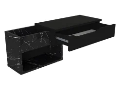 Console suspendue avec 1 tiroir et 2 niches - Effet marbre noir - DAREKA