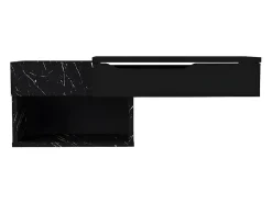 Console suspendue avec 1 tiroir et 2 niches - Effet marbre noir - DAREKA